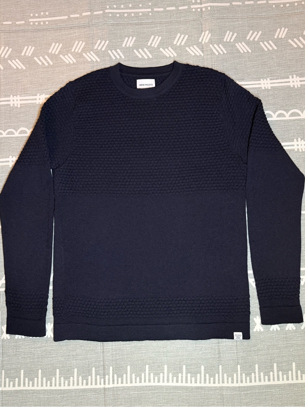 Norse Projects Men's Black Skagen Bubble Yoke Black Pure Wool Sweater